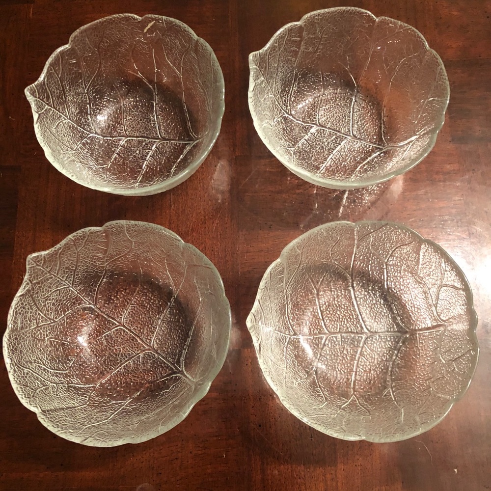 Arcoroc France 4 Fruit Nappy Bowls Aspen Leaf